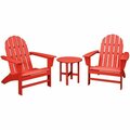 Polywood Vineyard Sunset Red Patio Set with Side Table and 2 Adirondack Chairs 633PWS3991SR